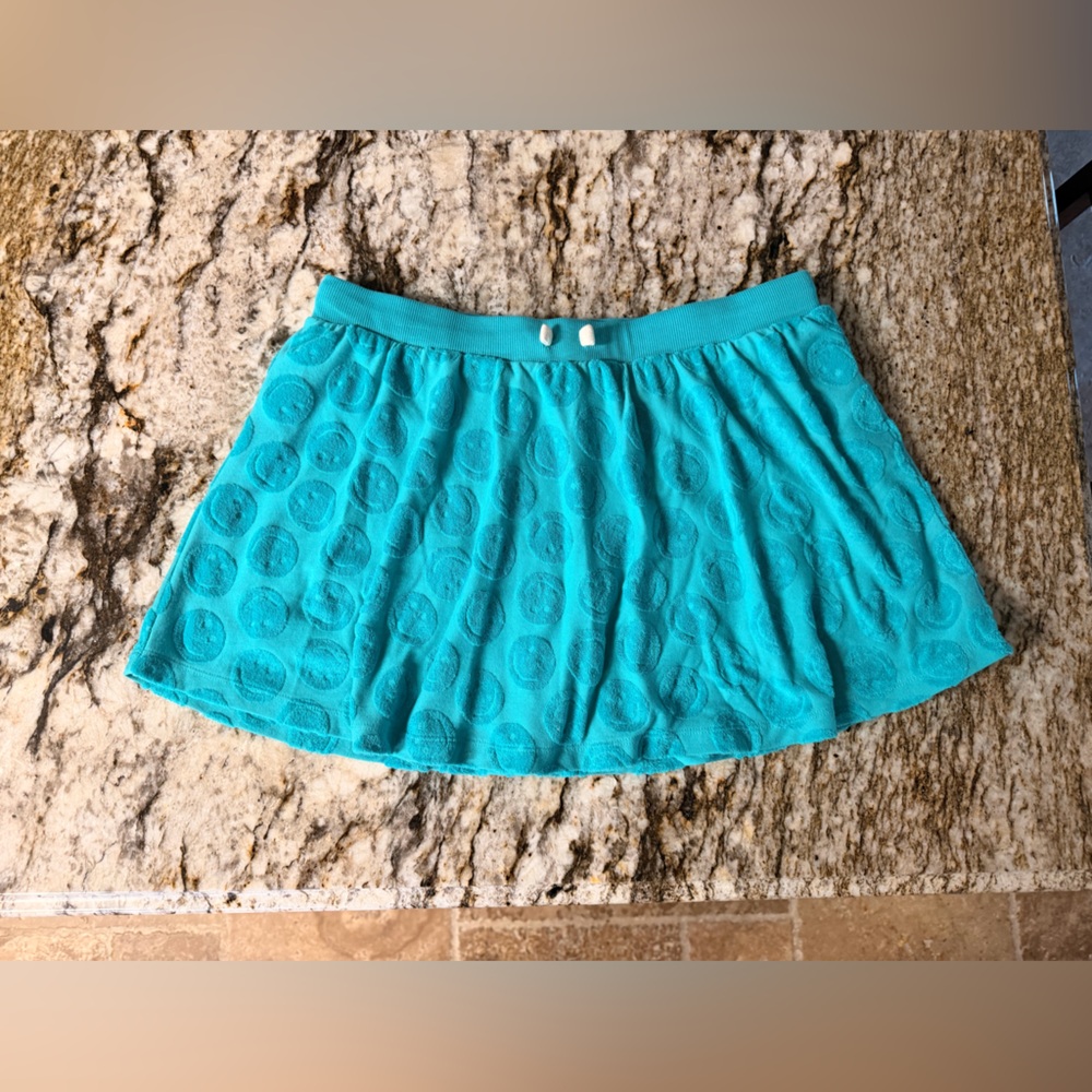 Old Navy Girls XL 14-16 Plus-Size Aqua Smiley Face Terrycloth Drawstring Skort